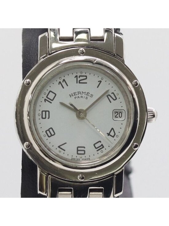 Hermes Clipper Quartz Date White Dial Watch Nam